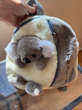 Plush Koala Small Pet Backpack - Gray & Cream